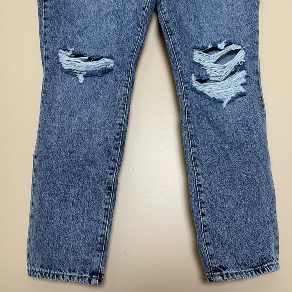 Good American Good Classic Denim Distressed Jeans Size 30 NWT Acid Wash - Picture 5 of 11